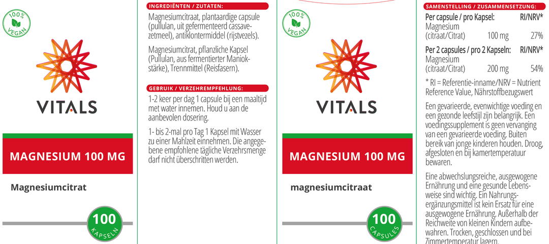 Vitals Magnesium(citraat) 100 mg 100 capsules