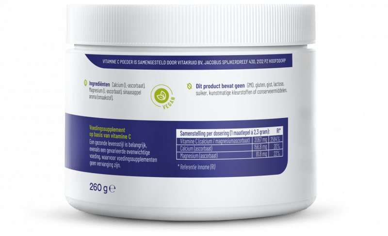 Vitakruid Vitamine C poeder calcium- & magnesiumascorbaat 260 gram