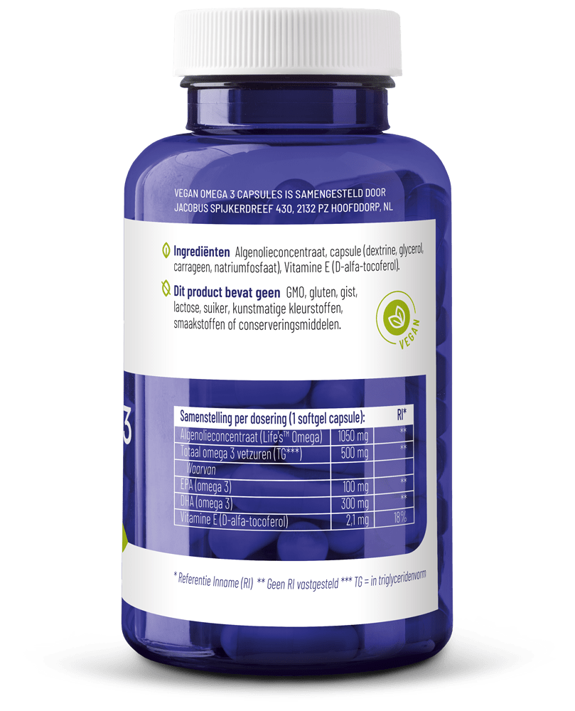 Vitakruid Vegan omega 3 1000 triglyceriden 300 DHA 100 EPA 90 softgels