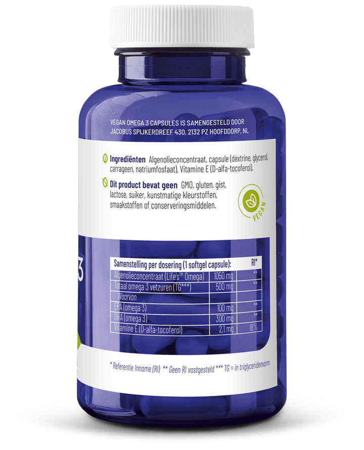 Vitakruid Vegan omega 3 1000 triglyceriden 300 DHA 100 EPA 90 softgels