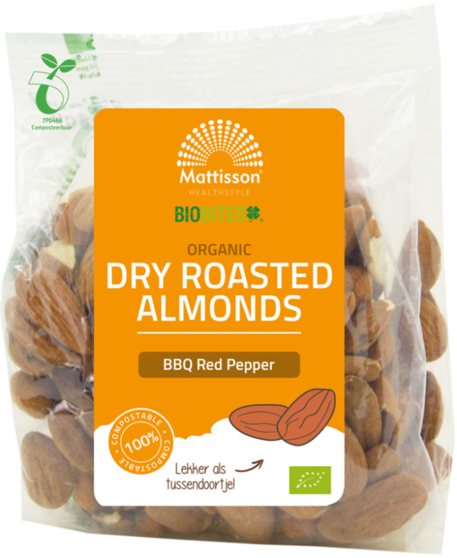 Organic Dry Roasted Almonds BBQ Red Pepper - 175 grams
