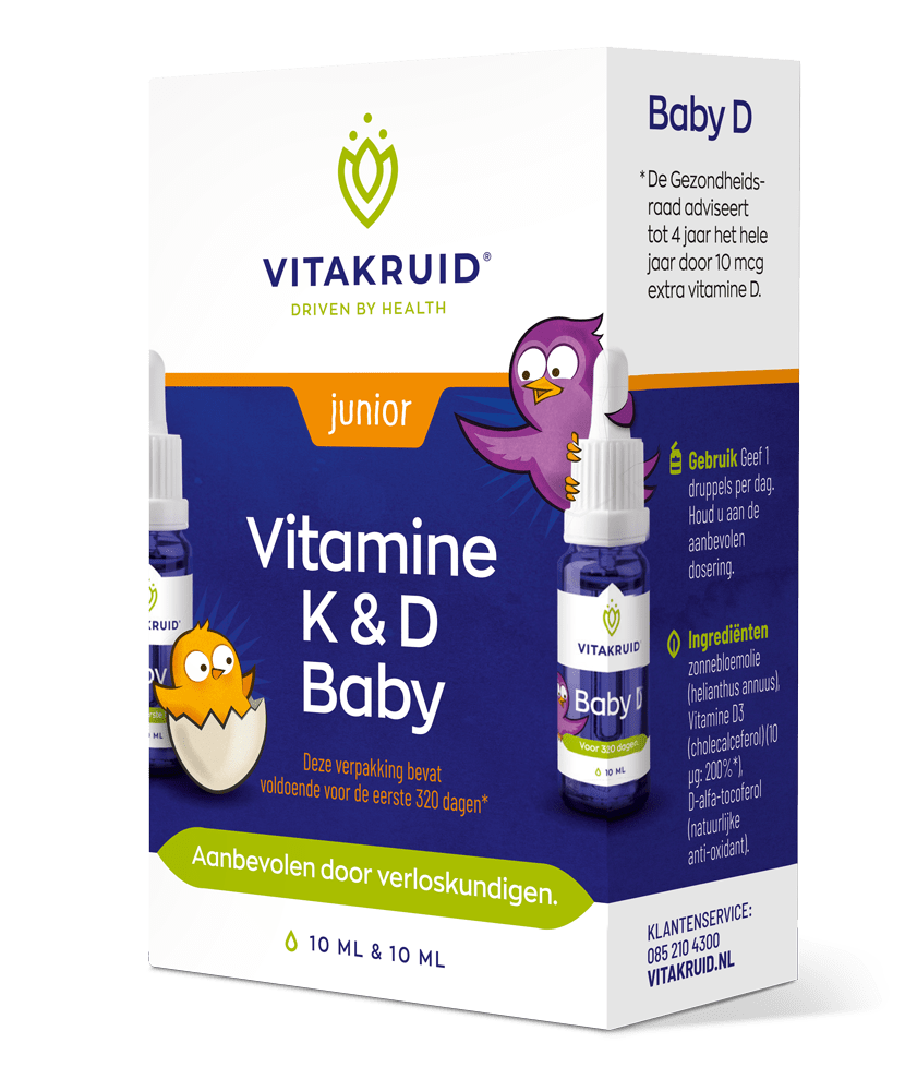 Vitakruid Vitamine K & D baby druppels 10ml 20 milliliter